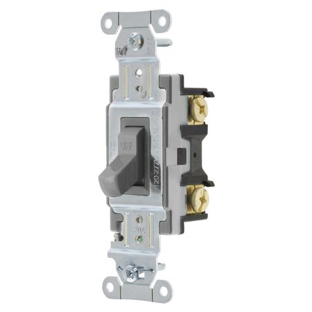 BRYANT Toggle Switch, General Purpose AC, Single Pole, 20A 120/277V AC, Side Wired Only, Gray CS120BGRY